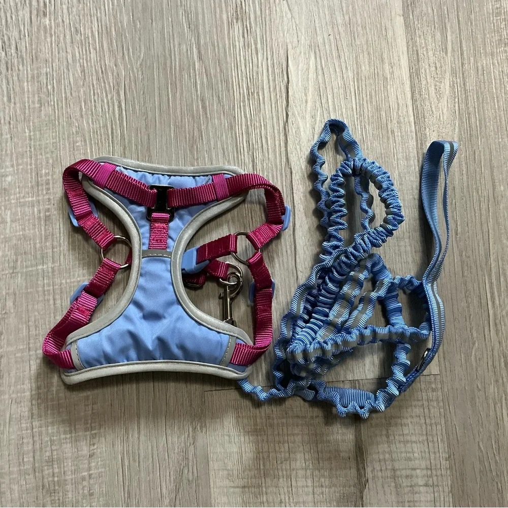 Utility Cat & Large Cat Harness & Leash Set Purple & Pink Small/Medium